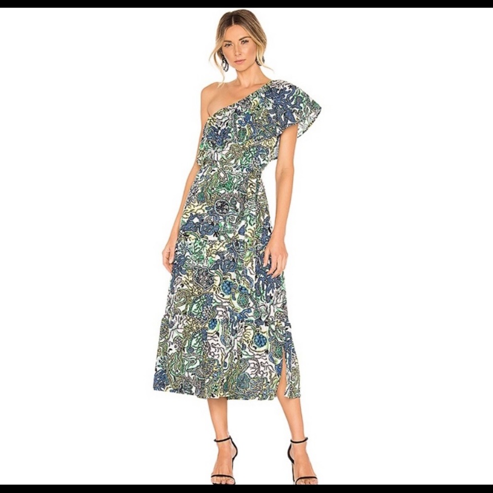 A.L.C Janelle One Shoulder Midi Dress Multi